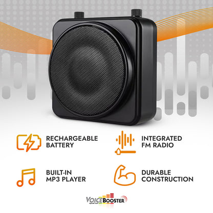 Voicebooster Speak Out Personal Voice Amplifier – Rechargeable Portable Megaphone Speaker with Wireless or Wired Microphone Headset for Classroom Teachers, Tour Guide, Public Speaking – 22watt TK9400