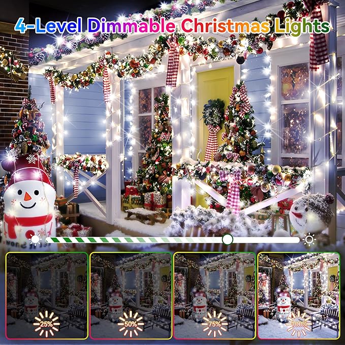 Heceltt Christmas Lights Outdoor, 522FT 1300 LED String Lights with 8 Lighting Modes, Timer Memory Function Twinkle Fairy Lights Waterproof Plug in for Xmas Tree Wedding Party Holiday Decor(White)