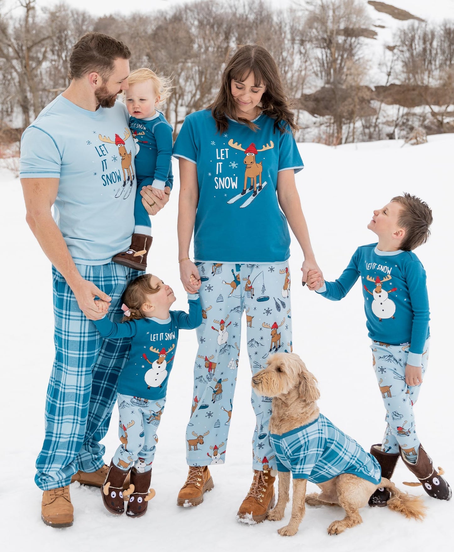 Lazy One Let It Snow Christmas Matching Family Pajamas, Matching Christmas PJs for Family Including Baby & Kids, Teens, Adults and Dog