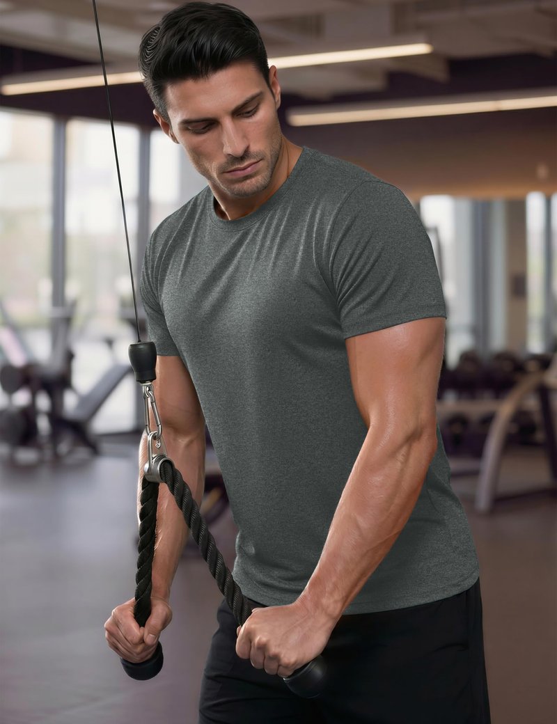 MAGCOMSEN Athletic Shirts for Men Short Sleeve Dry Fit Workout Shirts Moisture Wicking Gym Exercise Performance Shirt Dark Grey, XL