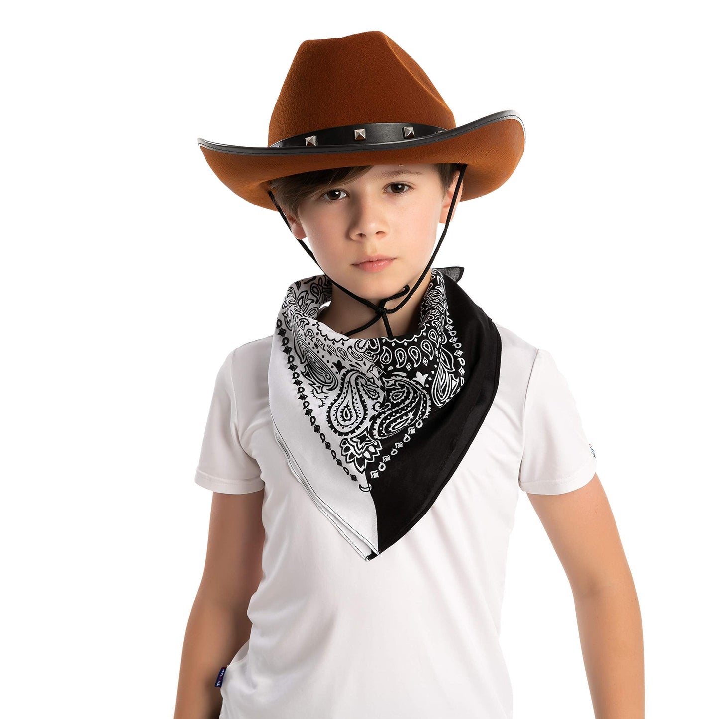 Spooktacular Creations Brown Cowboy Hat, 3 Pcs Bandana for Themed Parties, School Play, Trick or Treat, Photo-props