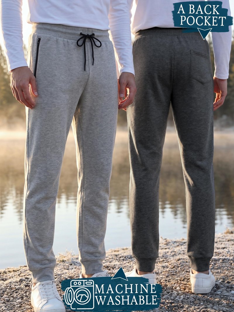 Loofure Sweatpants for Men Fleece 3 Pack Joggers Gym Workout Athletic Track Mens Sweat Pants Cotton with Zipper Pockets