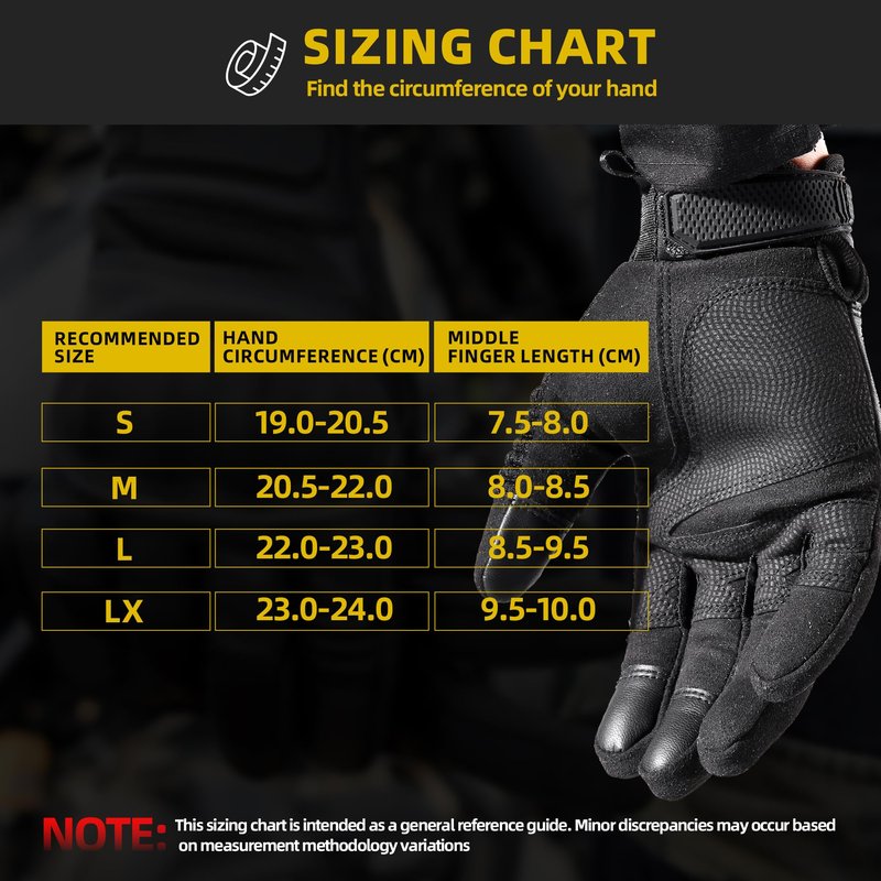 AXBXCX Touchscreen Full Finger Gloves for Men, Padded Outdoor Gloves Black Large