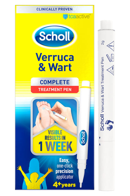 Scholl Verruca & Wart Removal Pen - TCA-Active, Clinically Proven Wart and Verruca Remover, Complete Treatment, Easy Targeted Application, 1 Pack