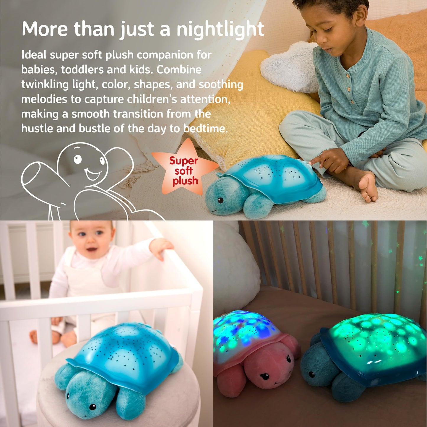 Cloud b Twinkling Twilight Turtle Aqua , Galaxy Projector Night Light & White Noise Machine Baby Soothing | 8 Constellations, 2 Melodies, 3 Colours | Starry Kids Night Light Comfort for Mums & Parents