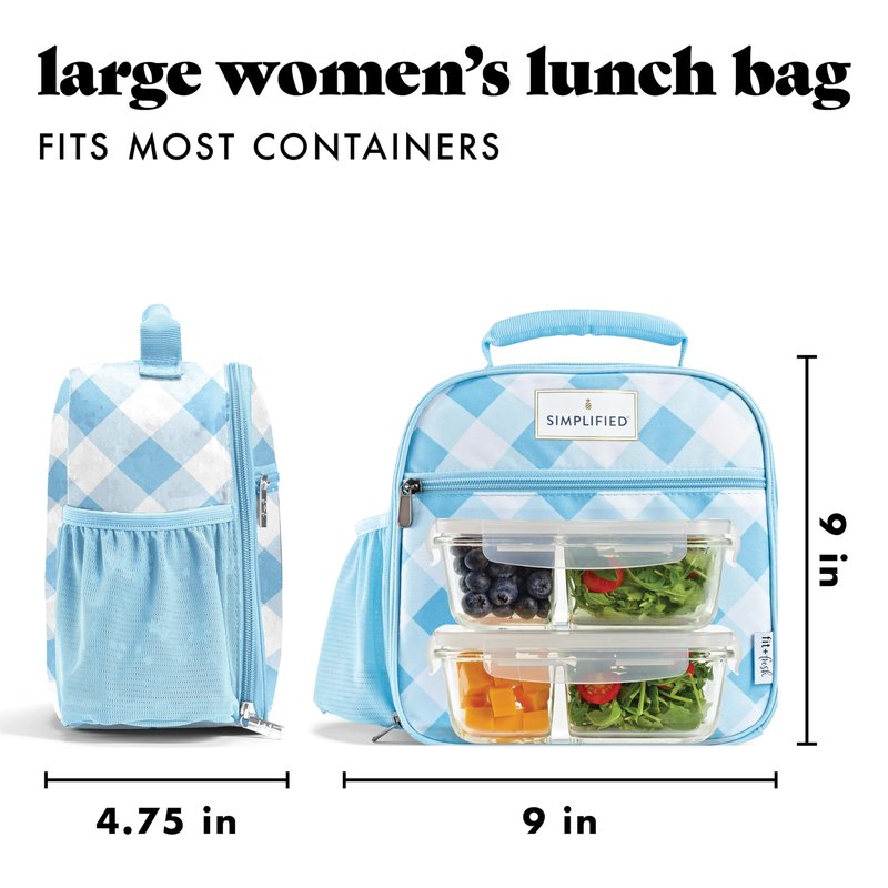 Fit & Fresh Lunch Bag For Women, Insulated Womens Lunch Bag For Work, Large Lunch Box For Women With Two Matching Containers, Townsend Lunch Bag, Carolina Gingham