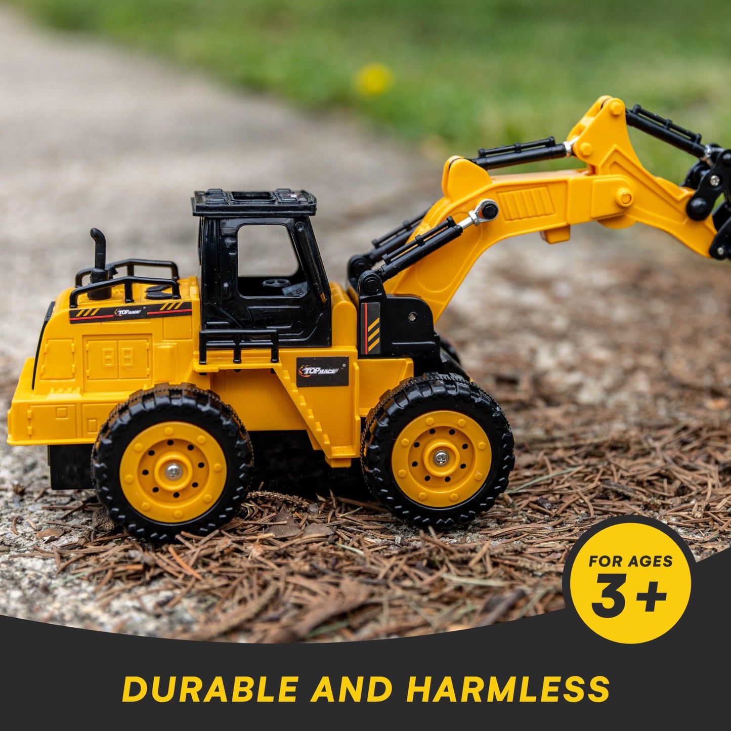 Top Race 5-Channel Fully Functional Remote Control Excavator - 1:24 Scale RC Construction Truck Toy with Multi-Directional Movement for Kids - Digger Toy for Boys and Girls Ages 3 and Up
