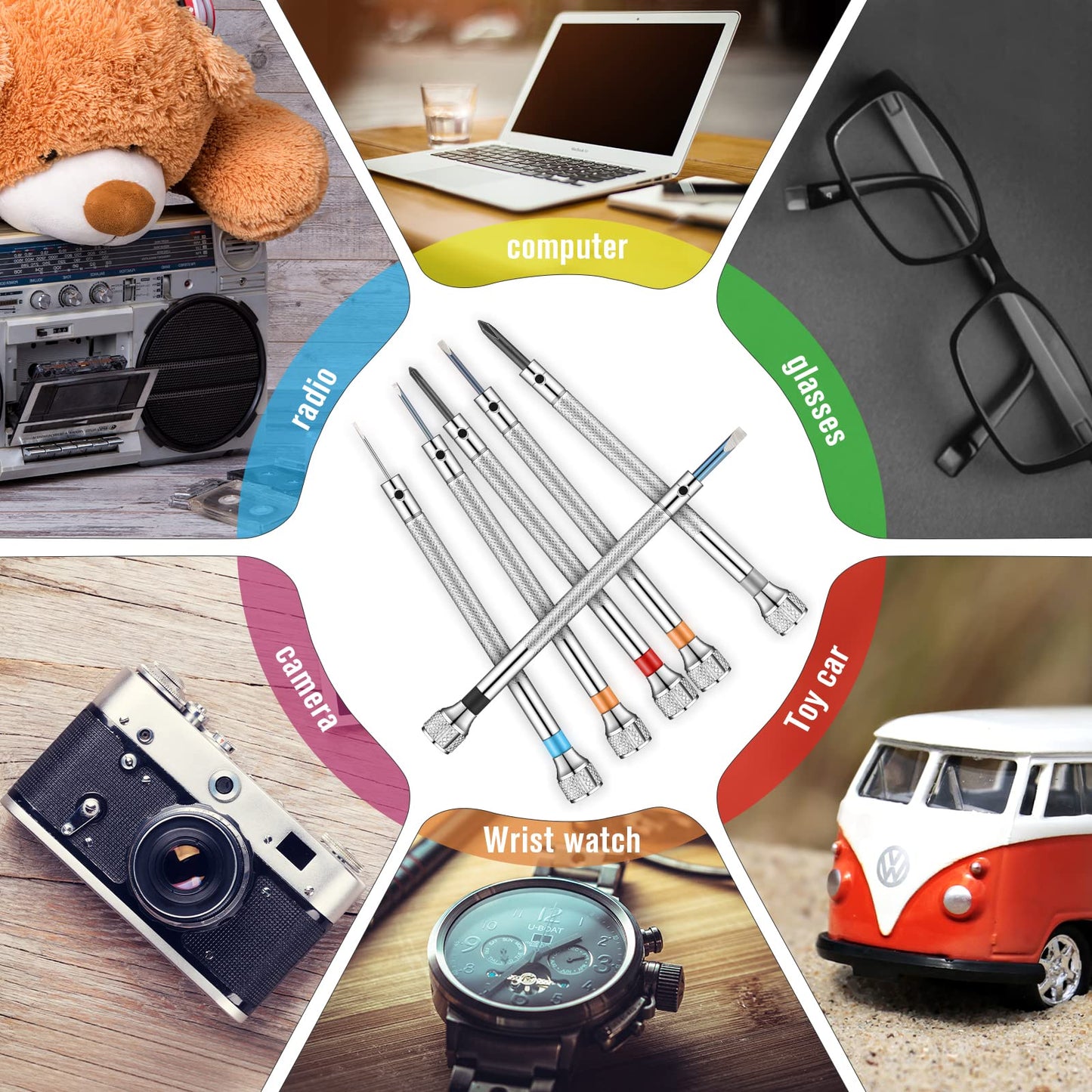 13 Pieces Jewelers Screwdriver Set Micro Precision Watchmaker Screwdriver Set 0.6-2.0 mm with 13 Extra Replace Blades for Watch Repair Jewelry Eyeglasses Electronics