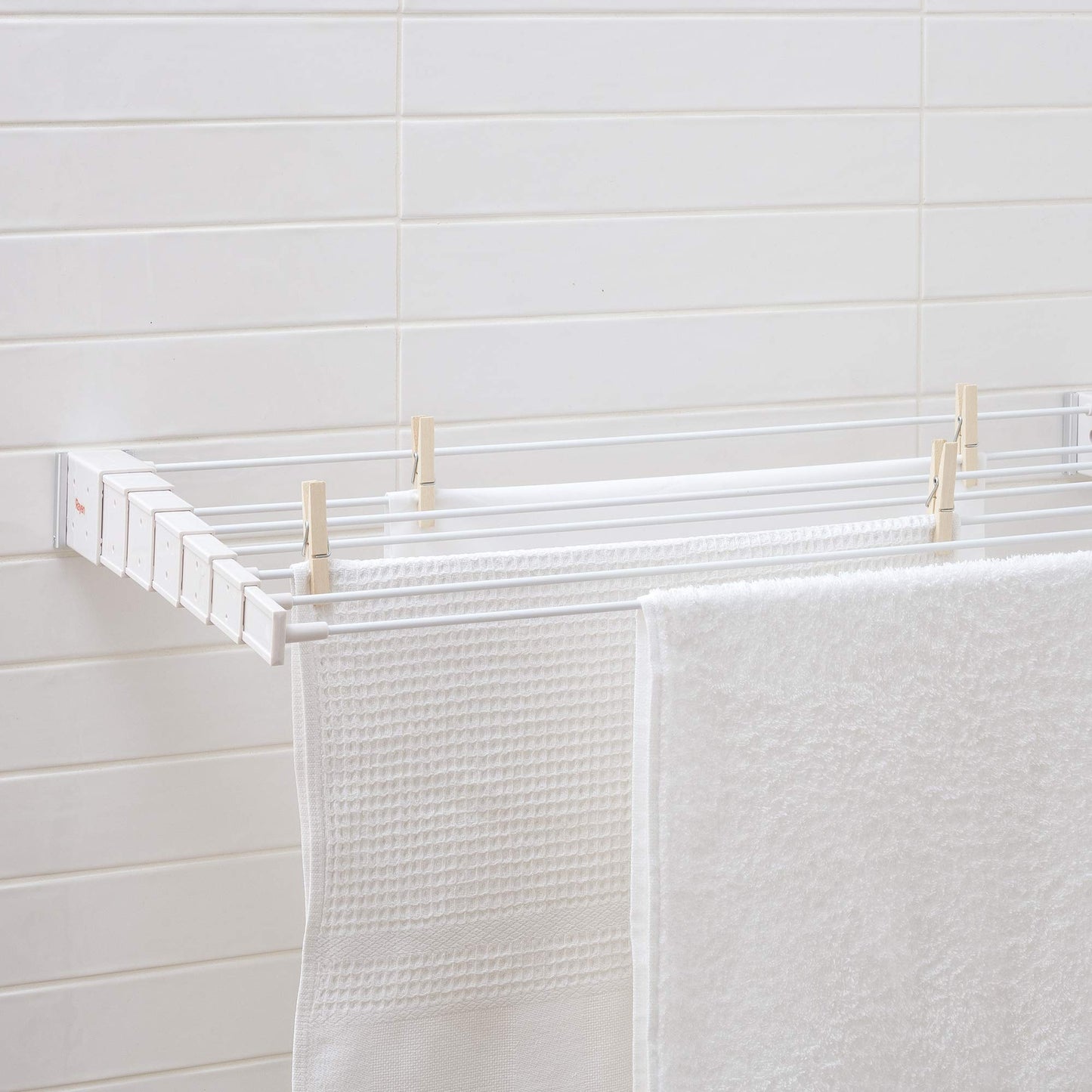 Rayen 0027.01 Wall Mounted Telescopic Clothesline, Painted Steel,ABS, White, 80 x 37 cm