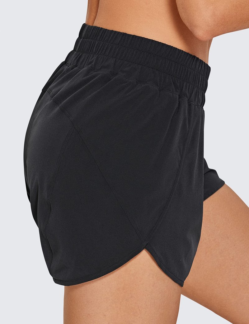 CRZ YOGA Dolphin Athletic Shorts for Women 3" - High Waisted Quick Dry for Running Workout Gym Track with Zip Pocket Dark Lavender Purple Small