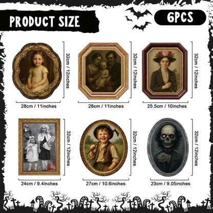 Garma Halloween Decorations Indoor, 3D Changing Face Moving Portrait Pictures Frames for Scary Halloween Haunted Mansion House Decor Wall Decoration- 6 Pack