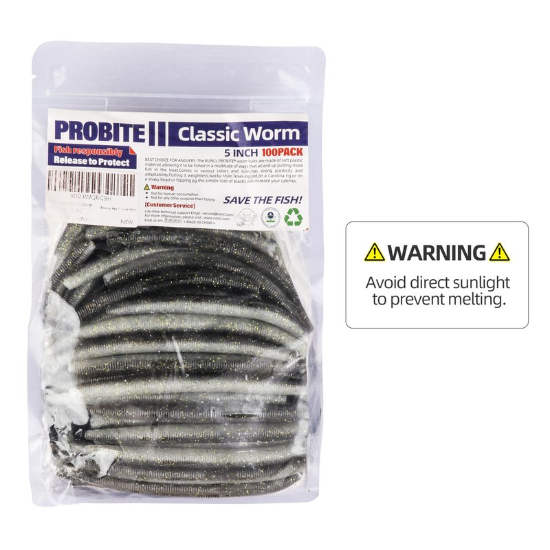 PROBITE Soft Fishing Worm 100PCS, 3/4/5/6" Mega Value Pack Senko Style Soft Lures for Bass, Plastic Worm Stick Baits, Multicolor, Cost-Effective Fishing Gift