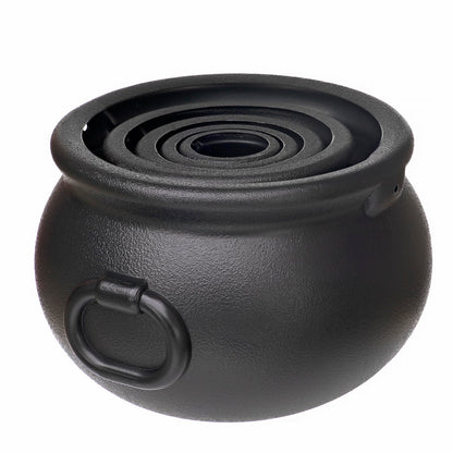 GLOCAMPING 5 in 1(11",7.4”, 5.5”, 3.7”, 2.8”) Package Large Black Plastic Witch Cauldron Kettle, Candy Holder, Party Favor Decoration for St. Patrick’s Day & Halloween