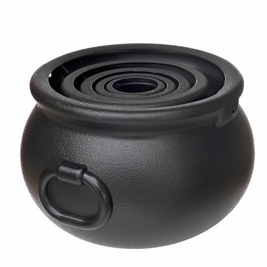 GLOCAMPING 5 in 1(11",7.4”, 5.5”, 3.7”, 2.8”) Package Large Black Plastic Witch Cauldron Kettle, Candy Holder, Party Favor Decoration for St. Patrick’s Day & Halloween