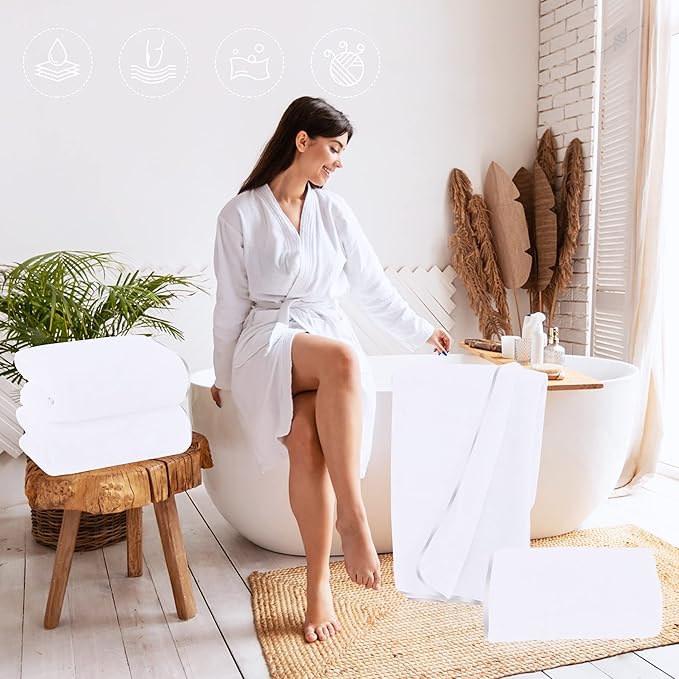 TENSTARS Silk Hemming Bath Towels
