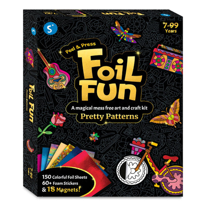 Skillmatics Foil Fun - Pretty Patterns, 18 DIY Magnets Mess-Free Art, Colorful Creative Party Activity, Craft Kits, 60+ Foam Stickers, Gifts for Kids, Teens, Adults, Families