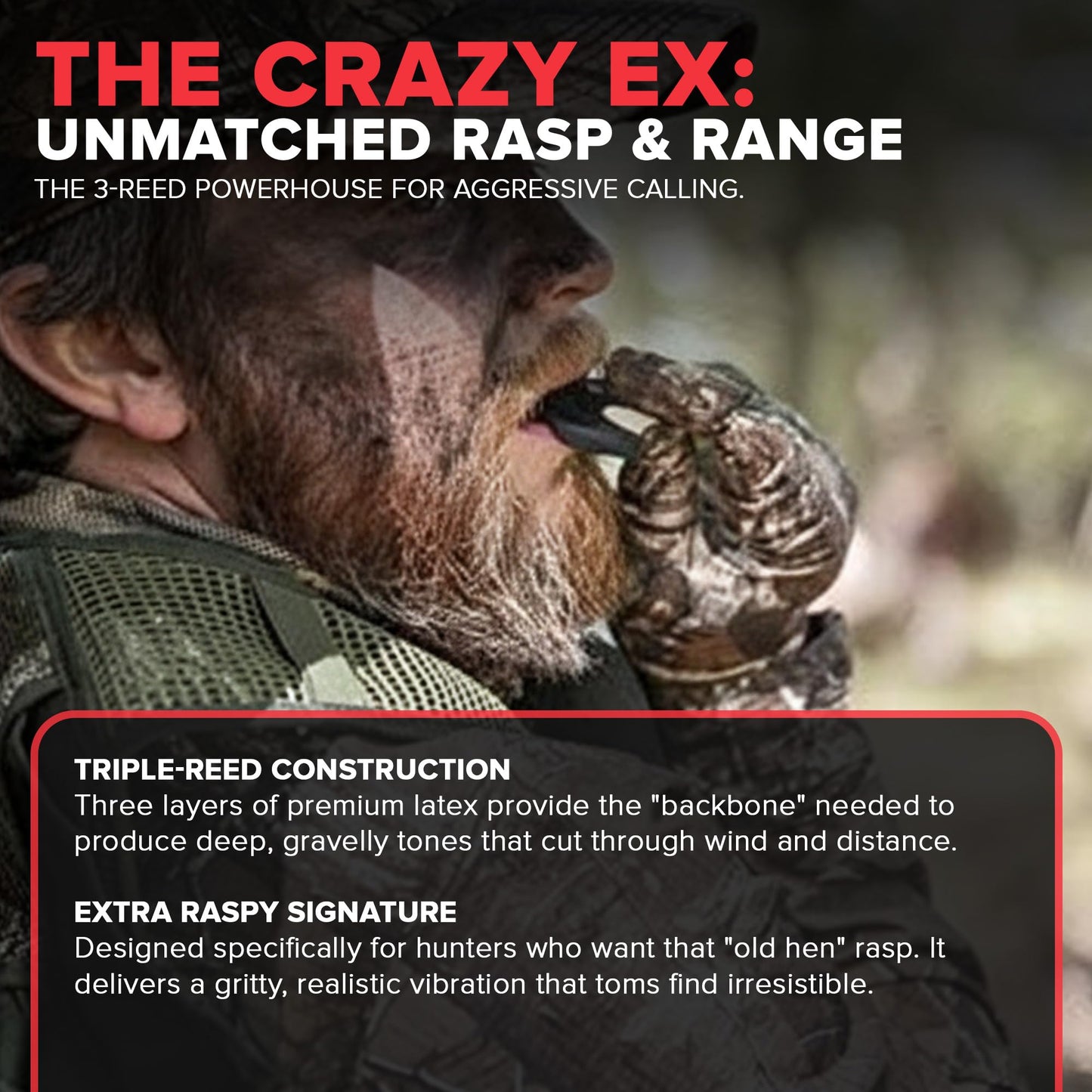 Strut Commander Turkey Mouth Call | Must Have Hunting Accessory | Turkey Hunting Reed Realistic Sound Mouth Call, Crazy Ex Call