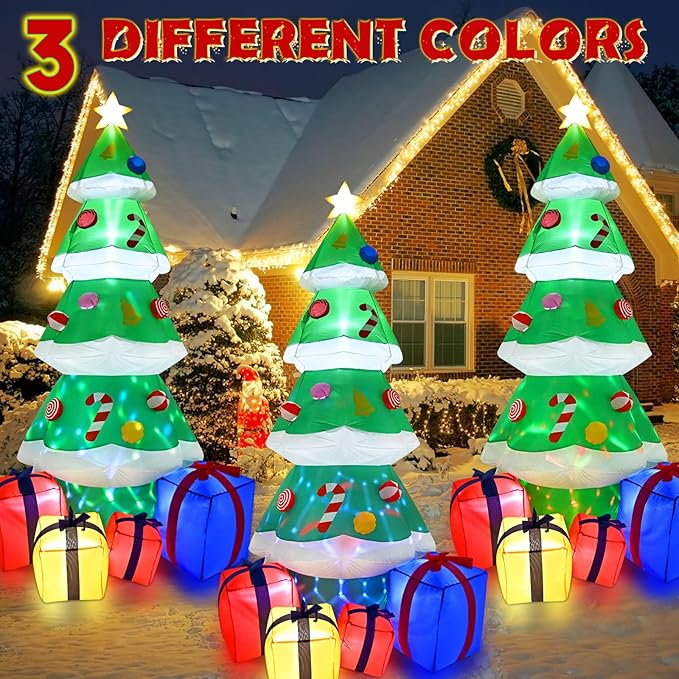 FRAMICS 10 FT Christmas Inflatable Outdoor Decoration, Inflatable Christmas Tree, Built-in LED Blow Up Christmas Decorations Outdoor, Colorful Christmas Tree Inflatable for Xmas Party Garden Decor