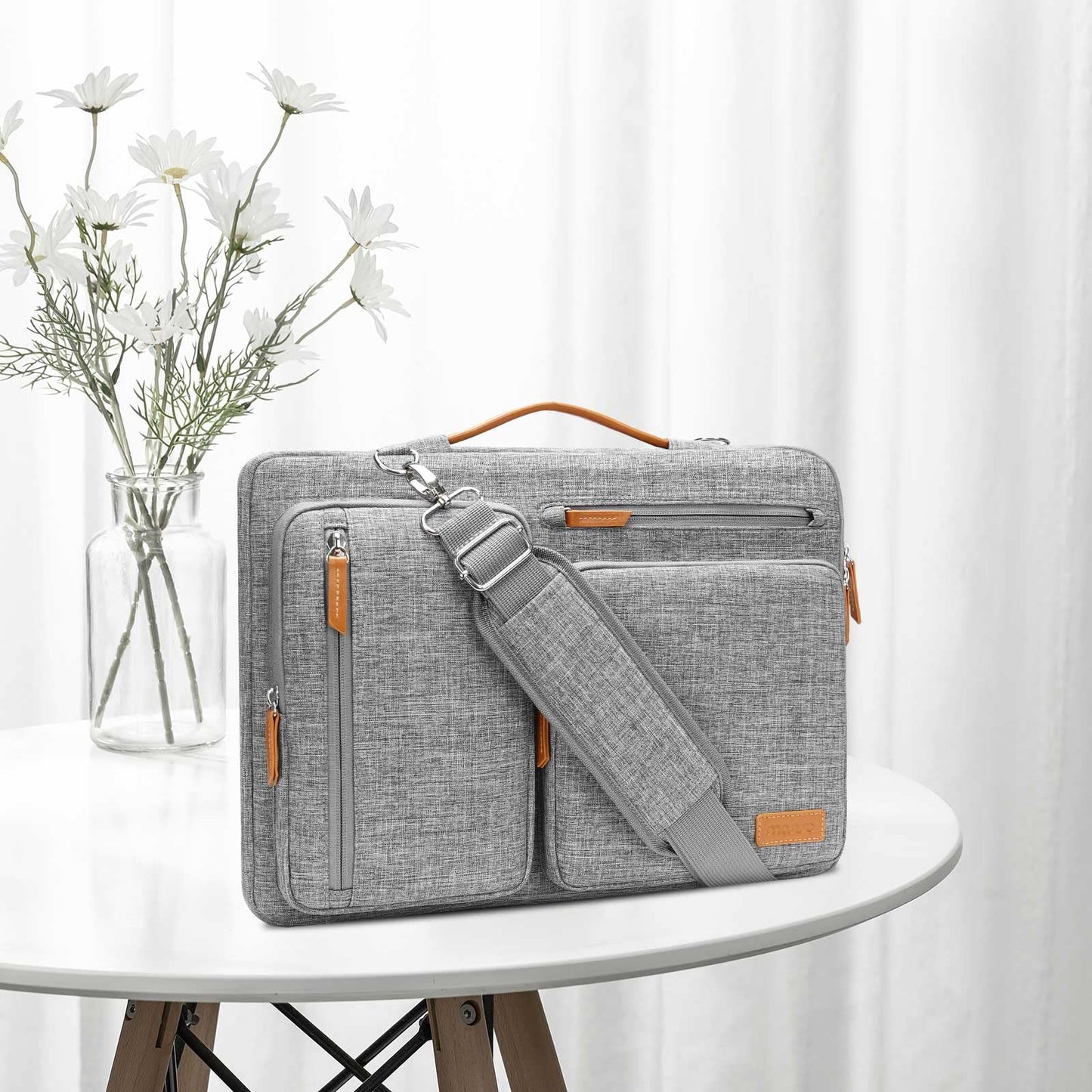 MOSISO 360 Protective Laptop Bag 16 inch, 15-15.6 inch Computer Shoulder Bag Compatible with MacBook Pro 16, HP, Dell, Lenovo, Asus, Side Open Messenger Case &4 Zipper Pockets&Handle, Gray