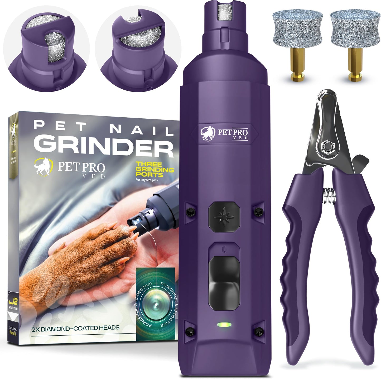 PETPROVED Dog Nail Grinders Silent Dog Claw Grinder Dog Nail Grinder for Dogs Claws Safe Dog Nail Trimmer Electric Pet Nail Grinder for Dogs Nail File