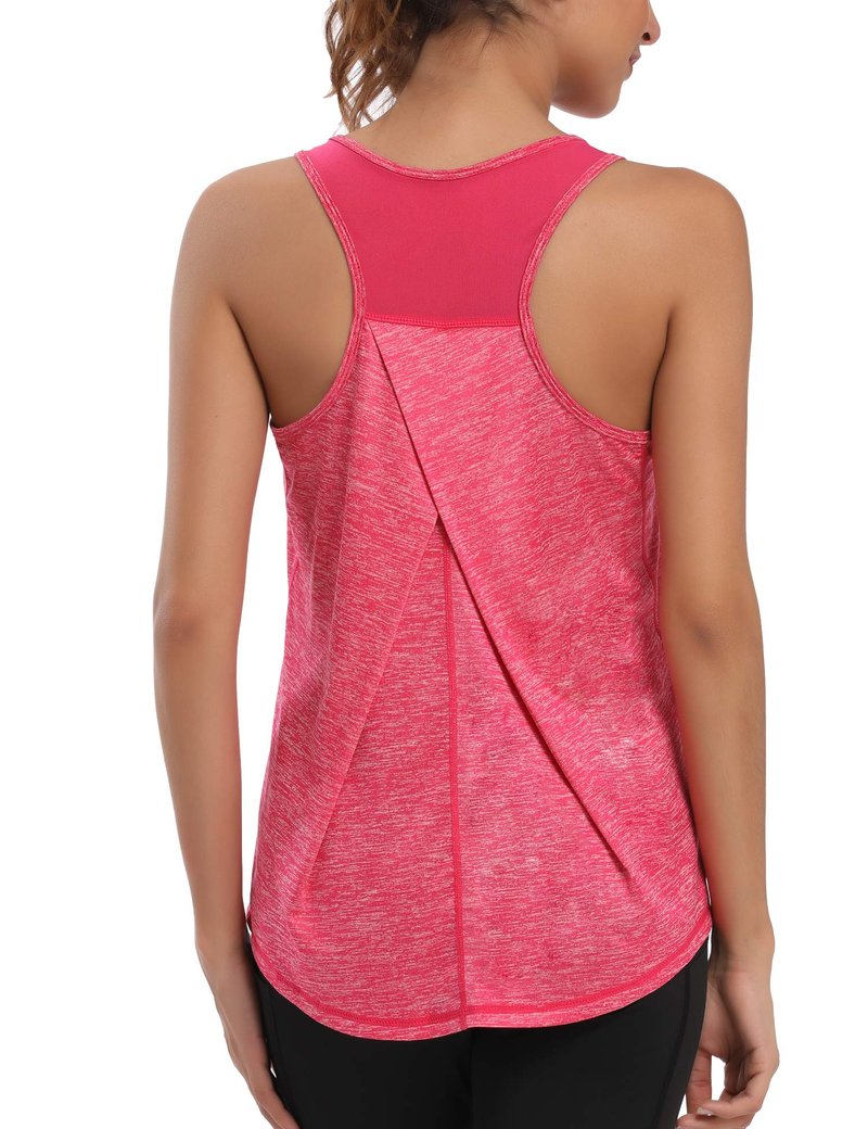 Aeuui Womens Workout Tops for Women Racerback Tank Tops Mesh Yoga Shirts Athletic Running Tank Tops Sleeveless Gym Clothes Rose Red