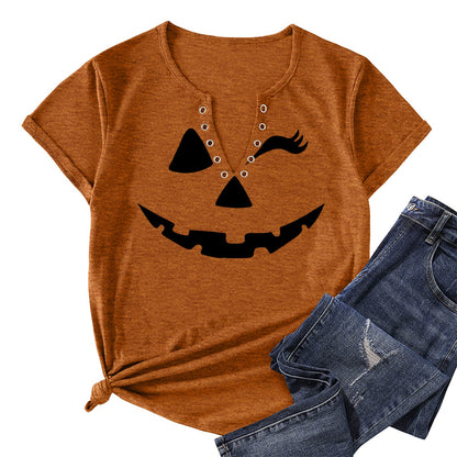 MAIHUN Halloween Pumpkin Face Shirts for Women Hocus Pocus Shirt Funny Pumpkin Tee Tops