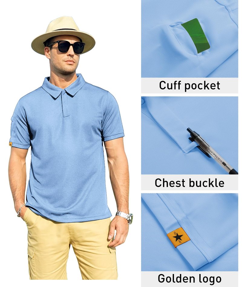 ZITY Mens Polo Shirt Short Sleeve Sports Tactical T-Shirt Athletic Golf Polos Daily Casual Stylish Collared Shirts for Men Moonblue XX-Large