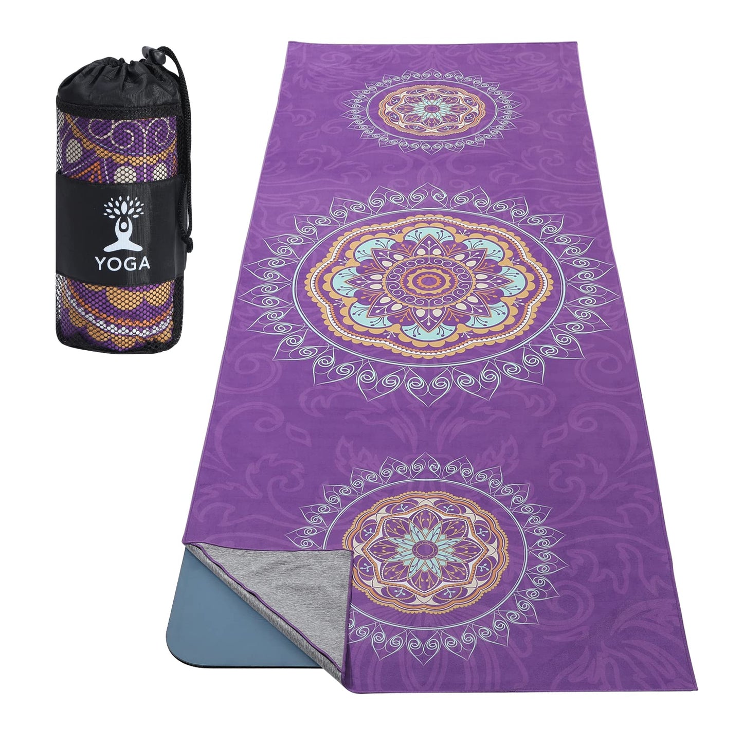 MoKo Yoga Towel, Non Slip Hot Yoga Blanket Printing Pattern Quick Dry with Corner Pocket for Bikram, Pilates, Gym Workout, Outdoor Picnic
