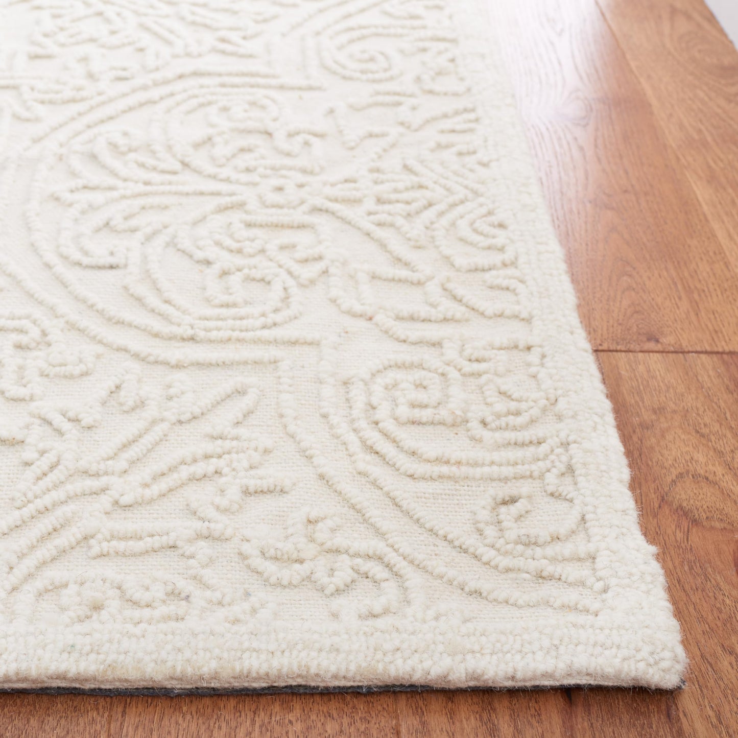 SAFAVIEH Area Rug 8x10 - Trace Collection - Large - Ivory, Handmade Wool, Ideal for Living Room, Bedroom, Office, Dining Space (TRC101C)