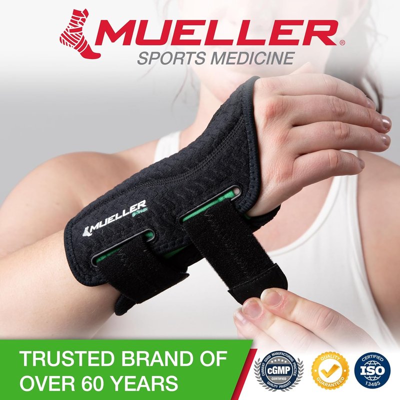 MUELLER Wrist Brace for Men & Women - Pain Relief Support for Carpal Tunnel & Arthritis | Black, Small/Medium