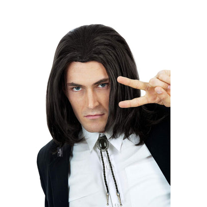 ALLAURA Compatible with John Wick Wig – Black Hitman Wig for Men, Tieable into Ponytail – Assassin, Keanu, Vincent Vega, Farquaad, Vampire Cosplay – 90s Action Movie Halloween Costume Hairpiece