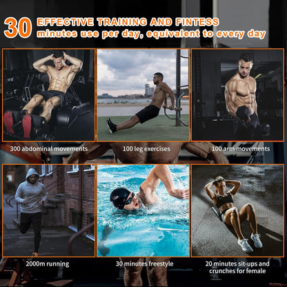 DOMAS Ab Belt Abdominal Muscle Toner- Abs Stimulator with 6 Modes Electronic Abs Stimulating Belt EMS Muscle Toning Belt for Men Women Training Device for Muscles Stomach Workout Massager