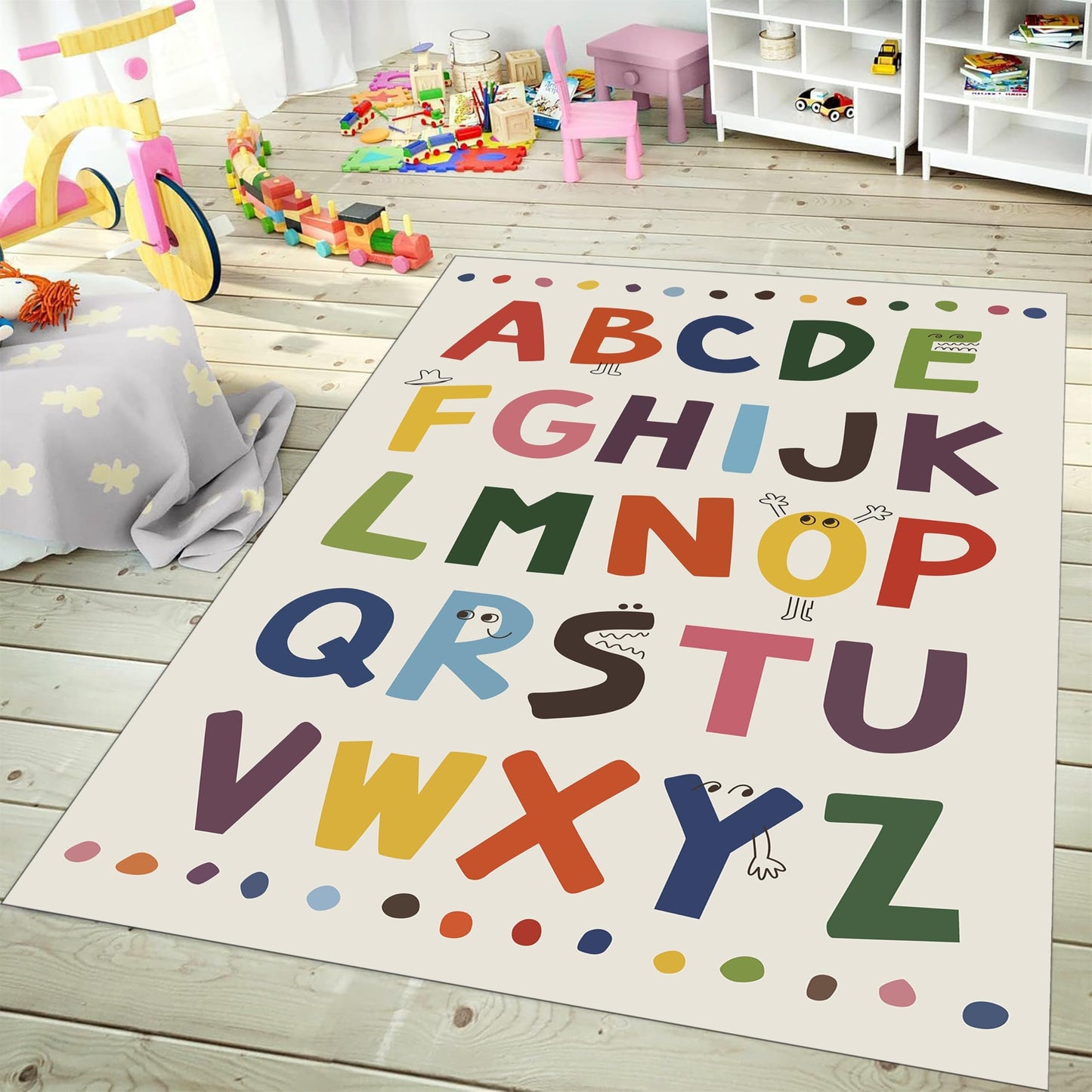 Large ABC Kids Area Rugs2x3ft, Kindergarten and Preschool Educational Learning Alphabet Area Rugs Playroom Kids Puzzle Rugs Suitable for Children's Rooms,for Nursery, Classroom, Baby Daycare
