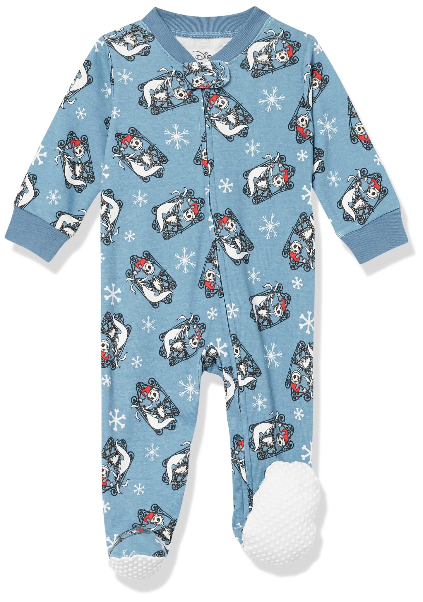 Amazon Essentials Disney | Marvel | Star Wars Unisex Babies' Snug-Fit Cotton Footed Pajamas, Nightmare Santa Jack - Sleep & Play, Newborn