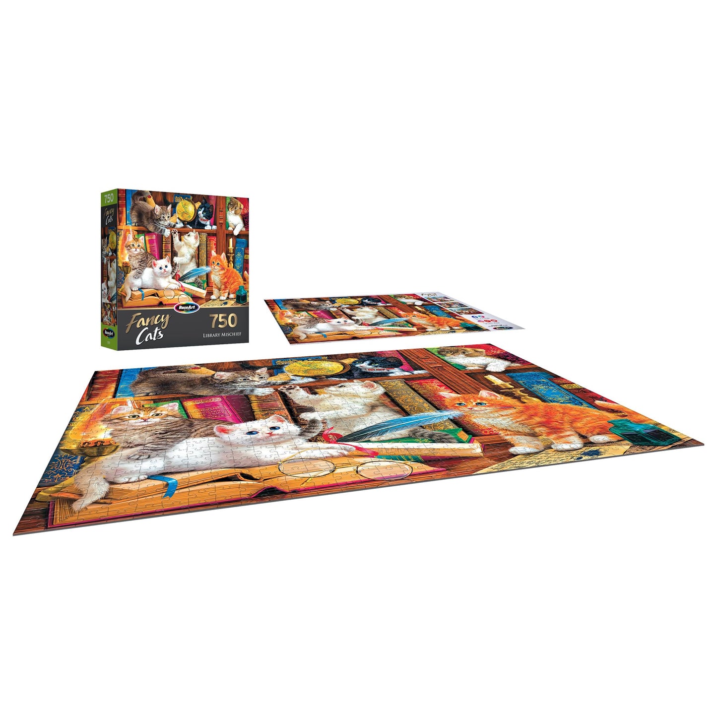 RoseArt - Fancy Cats - Library Mischief - 750 Piece Jigsaw Puzzle for Adults
