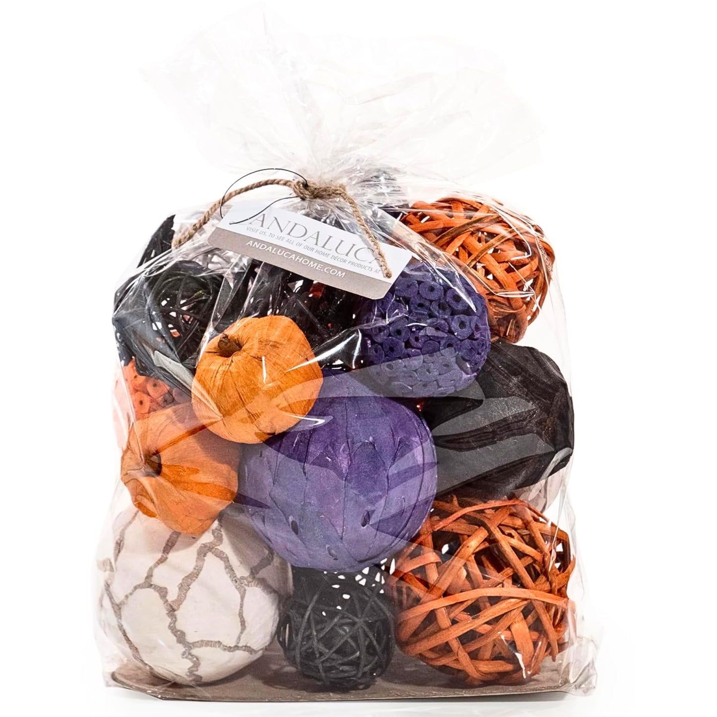 ANDALUCA Large Decorative Halloween Fall Vase Filler Bag with Orbs, Balls (Purple Orange)
