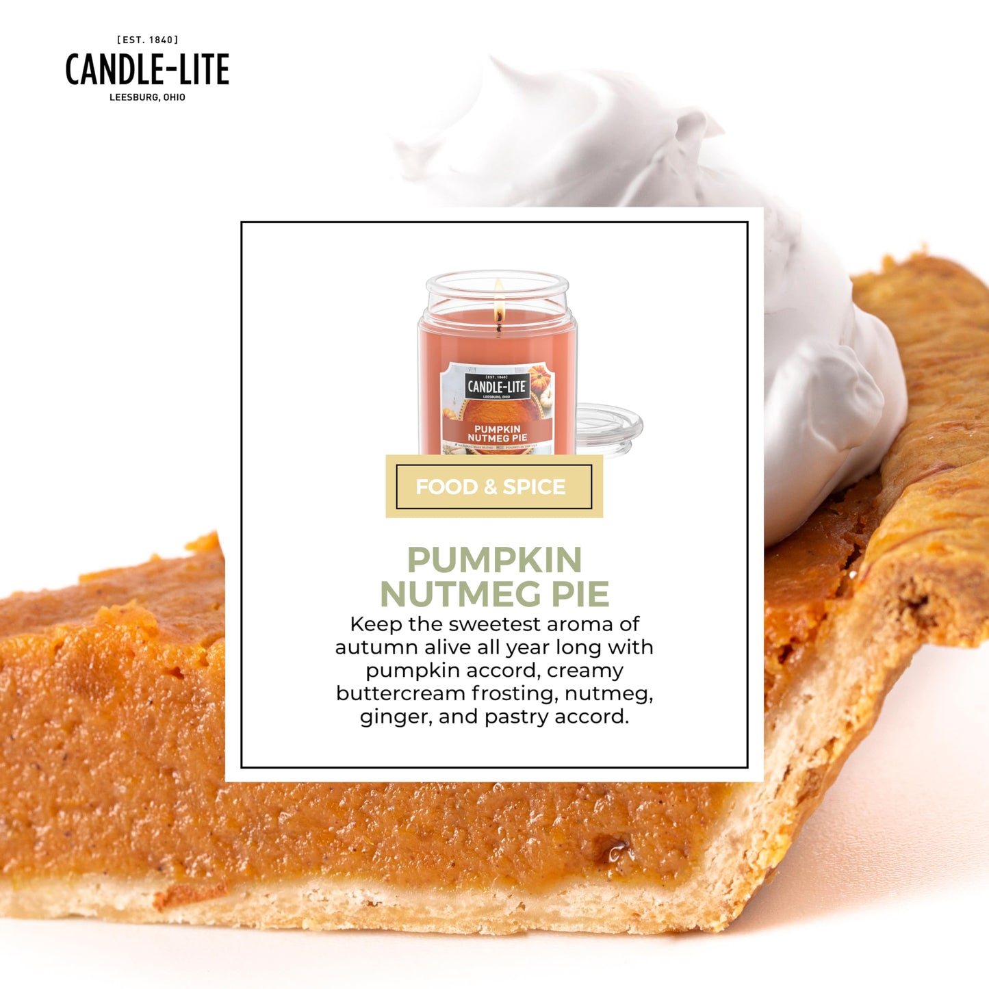 Candle-lite Halloween Scented Candles, Pumpkin Nutmeg Pie, 18 oz Jar, Proudly Poured in The USA, Aromatherapy Candle, Single-Wick with 110 Hours of Burn Time, Perfect for Creating an Inviting Ambiance