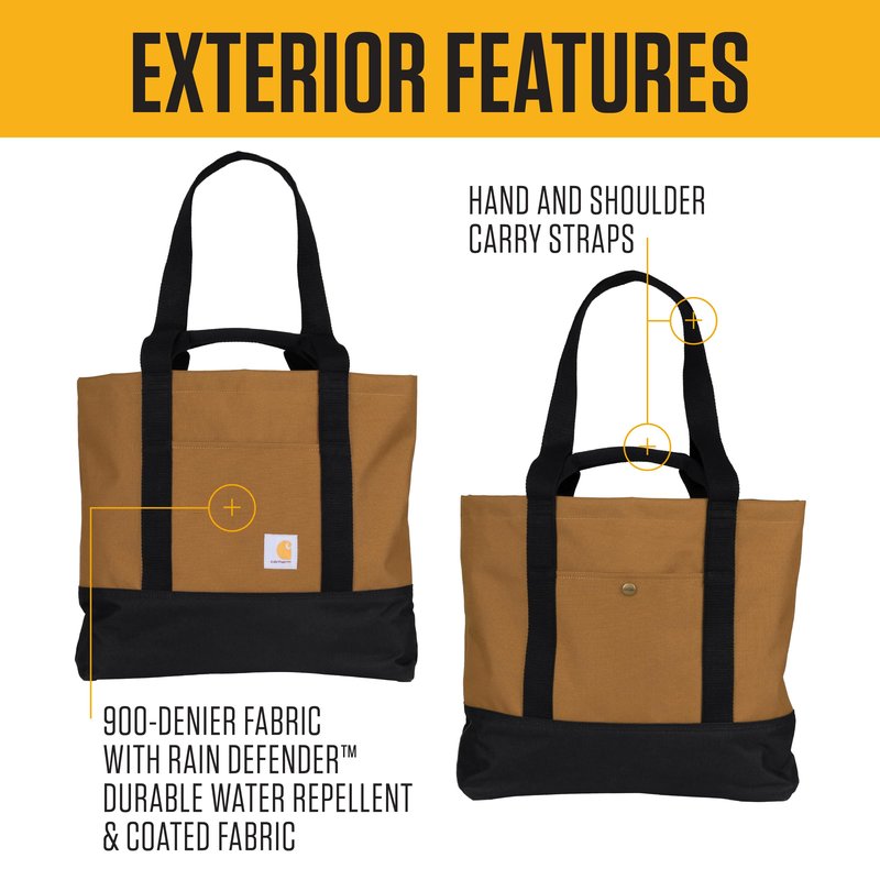 Carhartt Classic Vertical Open Tote Bag, Durable Water Repellent Material W/Hand and Shoulder Straps, Early Fog, 18L