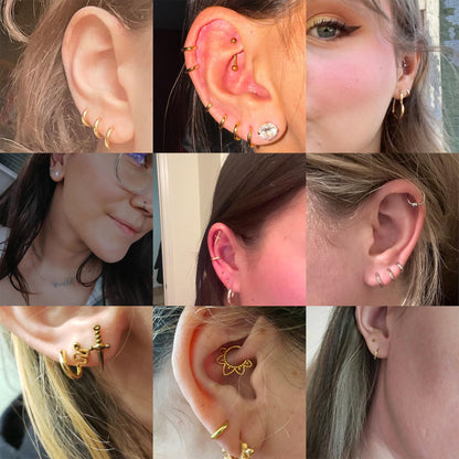 925 Sterling Silver Small Gold Hoop Earrings for Women Men,18K Gold Plated Hinge Huggie Hoop Earrings fit Cartilage, Helix, Tragus, Sung, Earlobe Lightweight Hypoallergenic Earrings (1 Pair - 6mm)