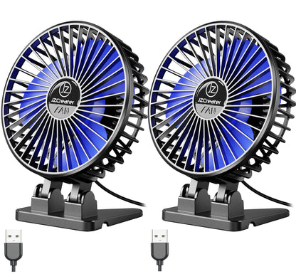JZCreater USB Desk Fan, Mini Fan Portable, 3 Speeds Desktop Table Cooling Fans, Plug in Power, Rotation Strong Wind, Quiet Personal Small Fan for Home Desktop Office Travel Bedroom, Black (2Pack)