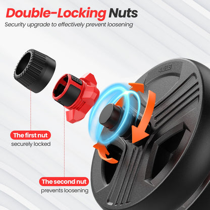 FITPLAM Adjustable dumbbell set, 45lbs Free Weights set with upgraded nut, 4 in 1 Weight Set Used as Kettlebells, Barbell, Push up Stand, Fitness Exercise for Home Gym Suitable Men/Women, BLACK