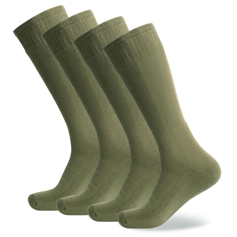 Freshpairs Men's Hiking Socks, Military Green Over the Calf Socks for Hunting and Boots,4 Pack