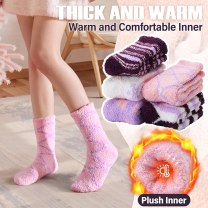 ANTSANG Womens Fuzzy Socks Fluffy Slipper Cozy Cabin Winter Soft Fleece Warm Comfy Thick Christmas Gift Valentines Socks (Mix Color Purple Pink)