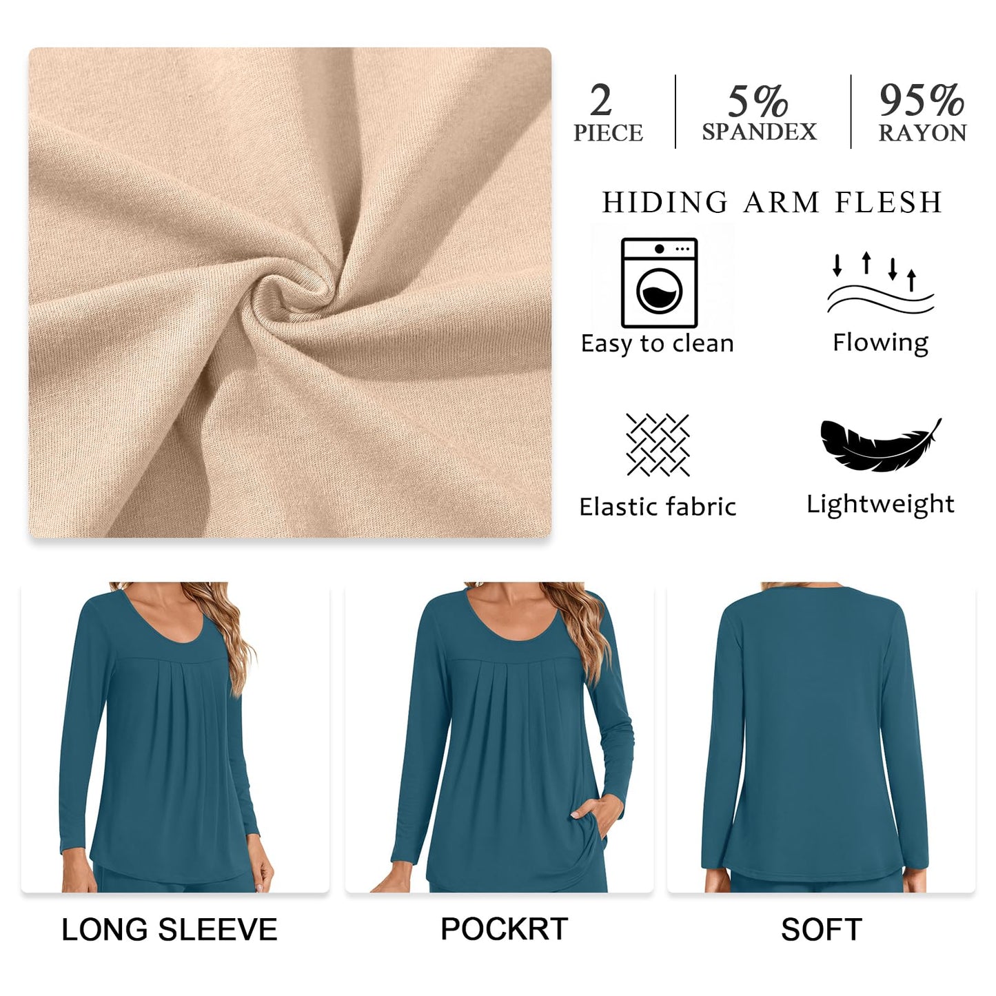 Findsweet Women's Pajama Set 2 Piece Lounge Outfits Soft Sleepwear Fall Long Sleeve Long Pant With Pockets Ladies Pjs M, Halloween Orange