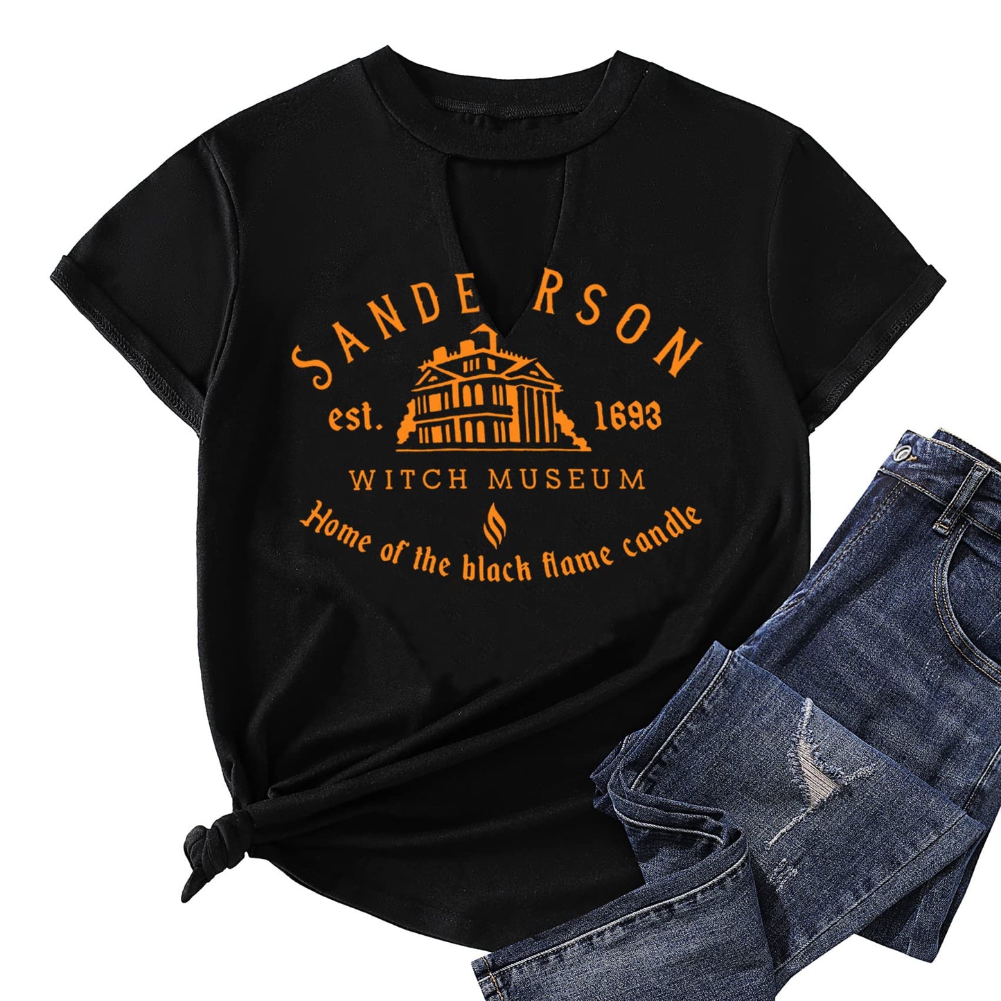 MAIHUN Halloween Shirt for Women Hocus Pocus Shirts Sanderson Sisters Scary Movies T Shirt Horror Squad Tee Tops