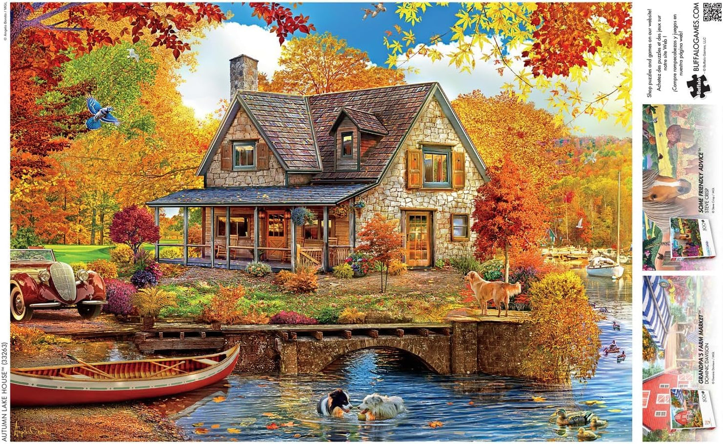 Buffalo Games - Angelo Bonito - Autumn Lake House - 500 Piece Jigsaw Puzzle for Adults -Challenging Puzzle Perfect for Game Nights - Finished Size is 21.25 x 15.00