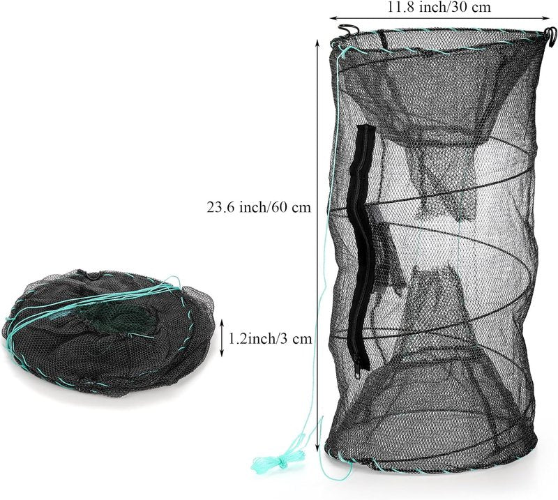 ZENFUN Fishing Bait Trap Set - 2 Pcs Collapsible Crab & Crawfish Nets | Portable Foldable Design