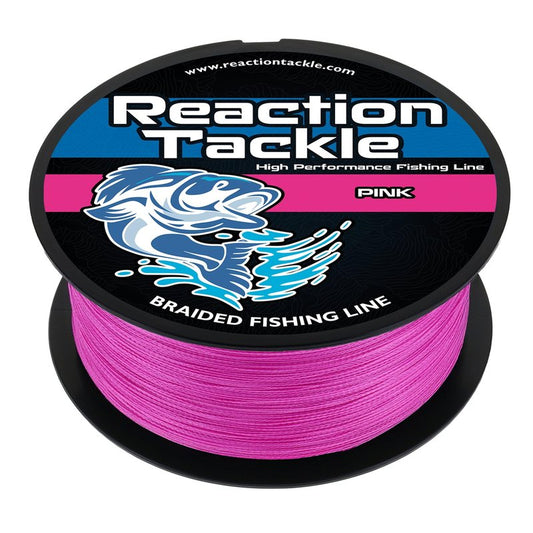 Reaction Tackle Braided Fishing Line - Pro Grade Power Performance for Saltwater or Freshwater Fish - Colored Fishing Line Braid for Extra Visibility - Pink 40 Lb (500 Yards)