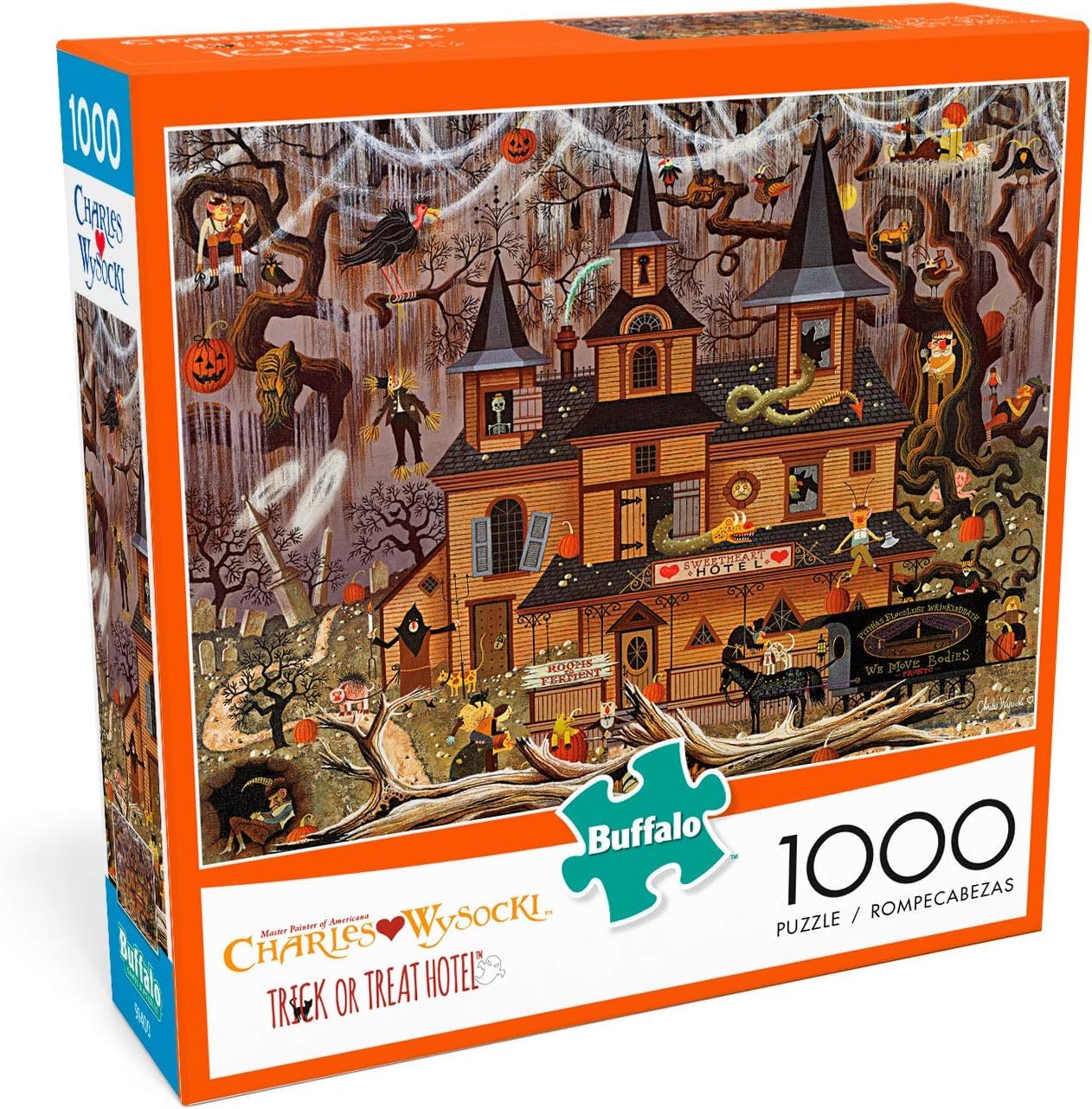 Buffalo Games - Charles Wysocki - Trick or Treat Hotel - 1000 Piece Jigsaw Puzzle For Adults -Challenging Puzzle Perfect for Game Nights - Finished Size is 26.75 x 19.75