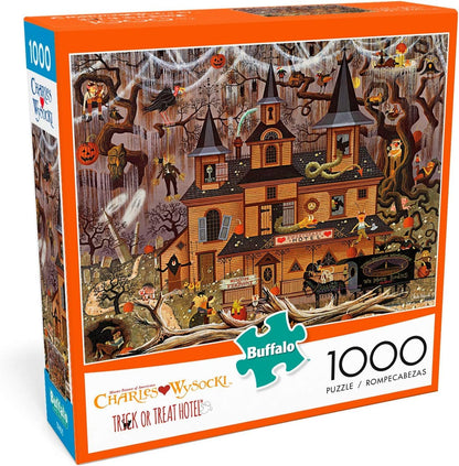 Buffalo Games - Charles Wysocki - Trick or Treat Hotel - 1000 Piece Jigsaw Puzzle For Adults -Challenging Puzzle Perfect for Game Nights - Finished Size is 26.75 x 19.75